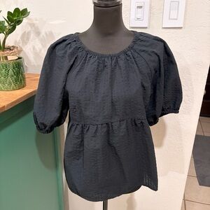 Old Navy Puff Short Sleeve Black Women's Top